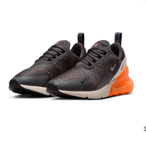 NIKE AIR MAX 270 Thunder Grey Total Orange Men’s SZ 12 Athletic Shoe EUC